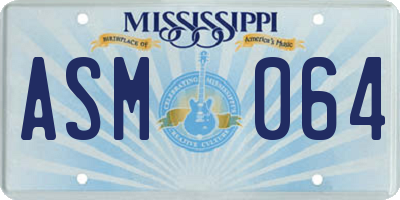 MS license plate ASM064