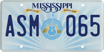 MS license plate ASM065