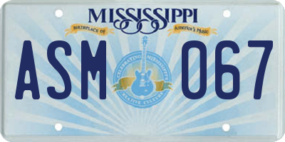MS license plate ASM067
