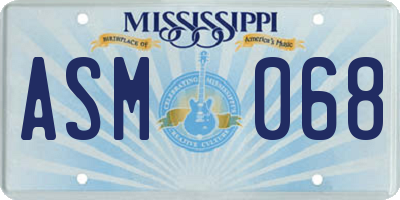MS license plate ASM068