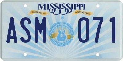 MS license plate ASM071