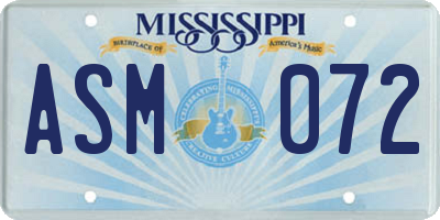 MS license plate ASM072