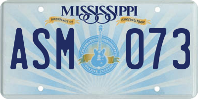 MS license plate ASM073