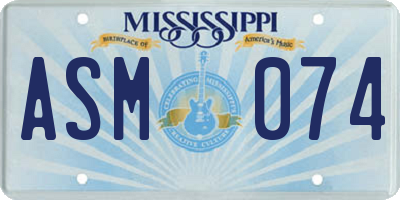 MS license plate ASM074