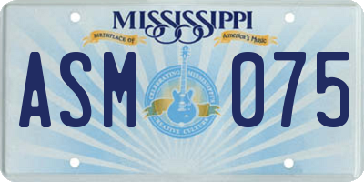 MS license plate ASM075