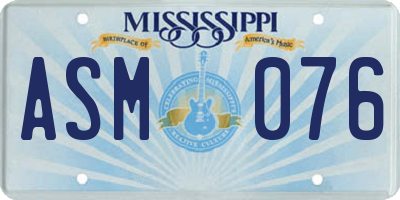 MS license plate ASM076
