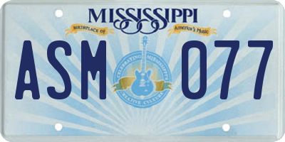 MS license plate ASM077