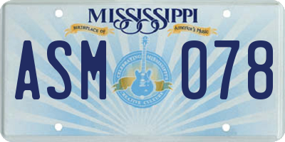 MS license plate ASM078