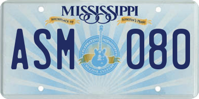 MS license plate ASM080