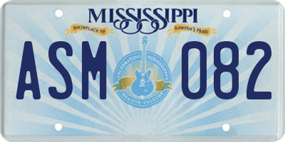 MS license plate ASM082