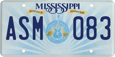 MS license plate ASM083
