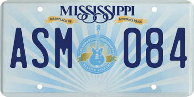 MS license plate ASM084