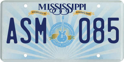 MS license plate ASM085