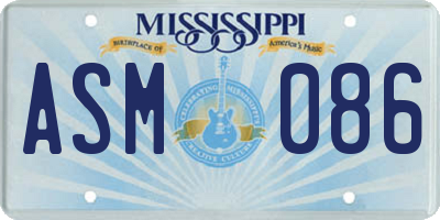 MS license plate ASM086
