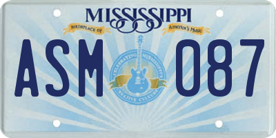 MS license plate ASM087