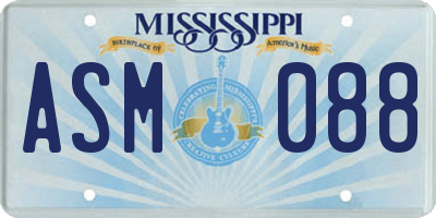 MS license plate ASM088