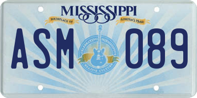 MS license plate ASM089