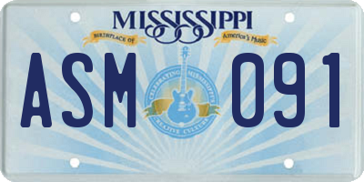 MS license plate ASM091
