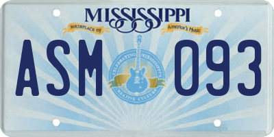 MS license plate ASM093
