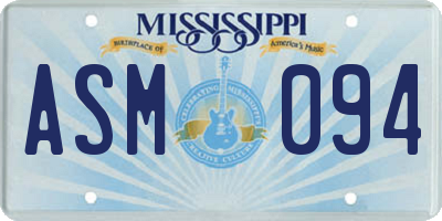MS license plate ASM094