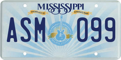 MS license plate ASM099