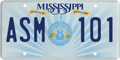 MS license plate ASM101
