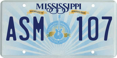MS license plate ASM107