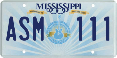 MS license plate ASM111