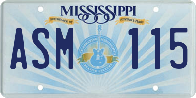 MS license plate ASM115