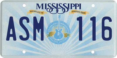 MS license plate ASM116
