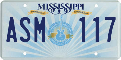 MS license plate ASM117