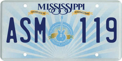 MS license plate ASM119