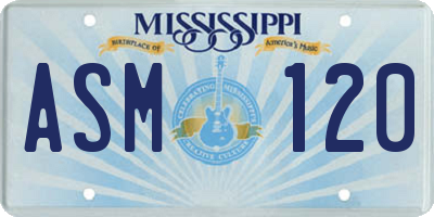 MS license plate ASM120