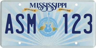 MS license plate ASM123