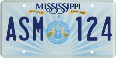 MS license plate ASM124