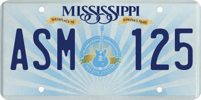 MS license plate ASM125