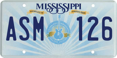 MS license plate ASM126