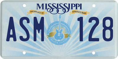 MS license plate ASM128