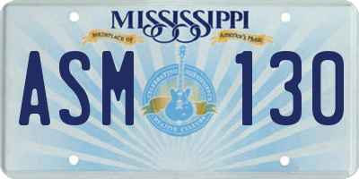 MS license plate ASM130