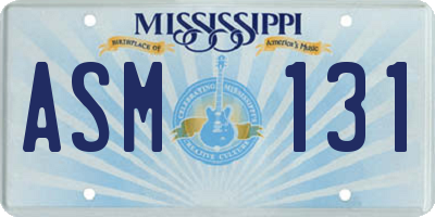 MS license plate ASM131