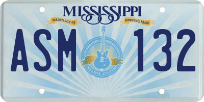 MS license plate ASM132