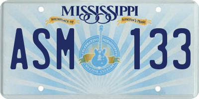 MS license plate ASM133