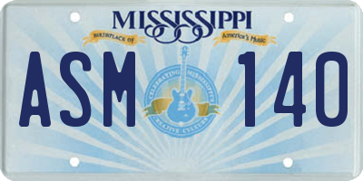 MS license plate ASM140