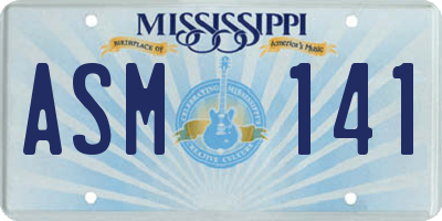 MS license plate ASM141