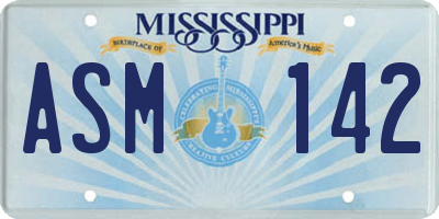 MS license plate ASM142
