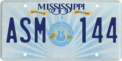 MS license plate ASM144