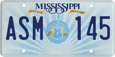 MS license plate ASM145