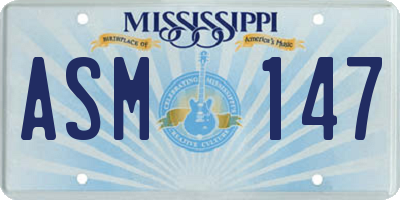MS license plate ASM147