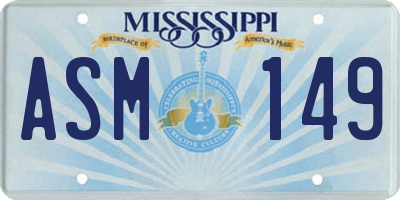 MS license plate ASM149