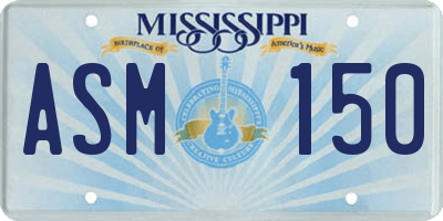 MS license plate ASM150